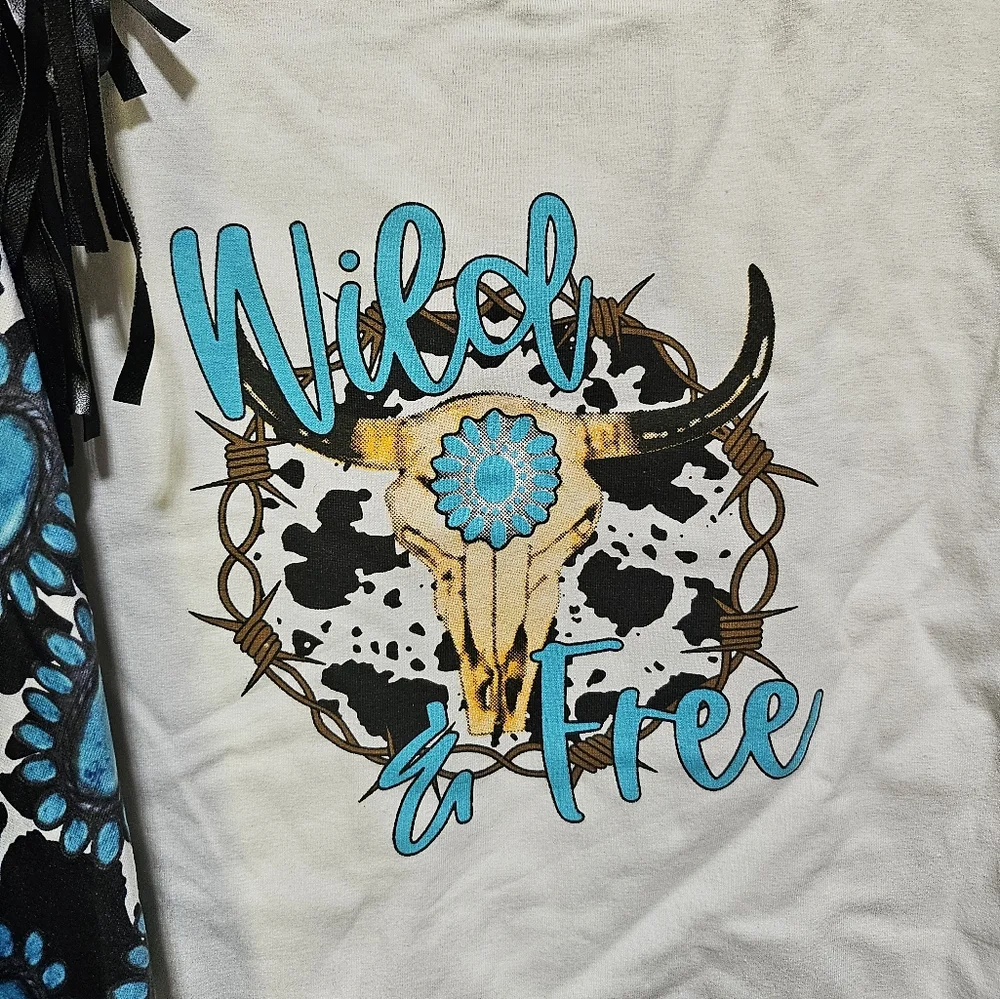 NWT Wild & Free Graphic Tee and Fringe Squash Blossom Pants Set